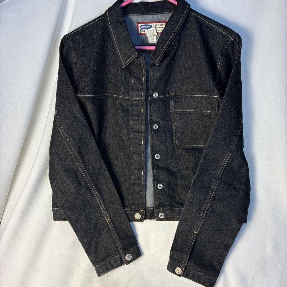Vintage Old Navy Pocket Boxy Denim Jacket large black